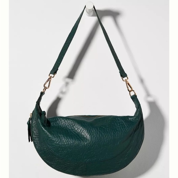 Anthropologie Handbags - Anthropologie Bubble Leather Crescent Shoulder Bag - Green